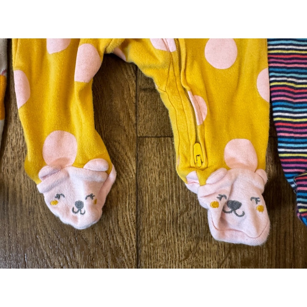 Carters Sleepers Girl 3 Months Lot Rompers Outfits Sleep N Plays Bundle Fruit - Picture 8 of 11